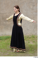  Medieval Castle lady in a dress 2 black dress historical clothing medieval t poses white shirt whole body 0006.jpg